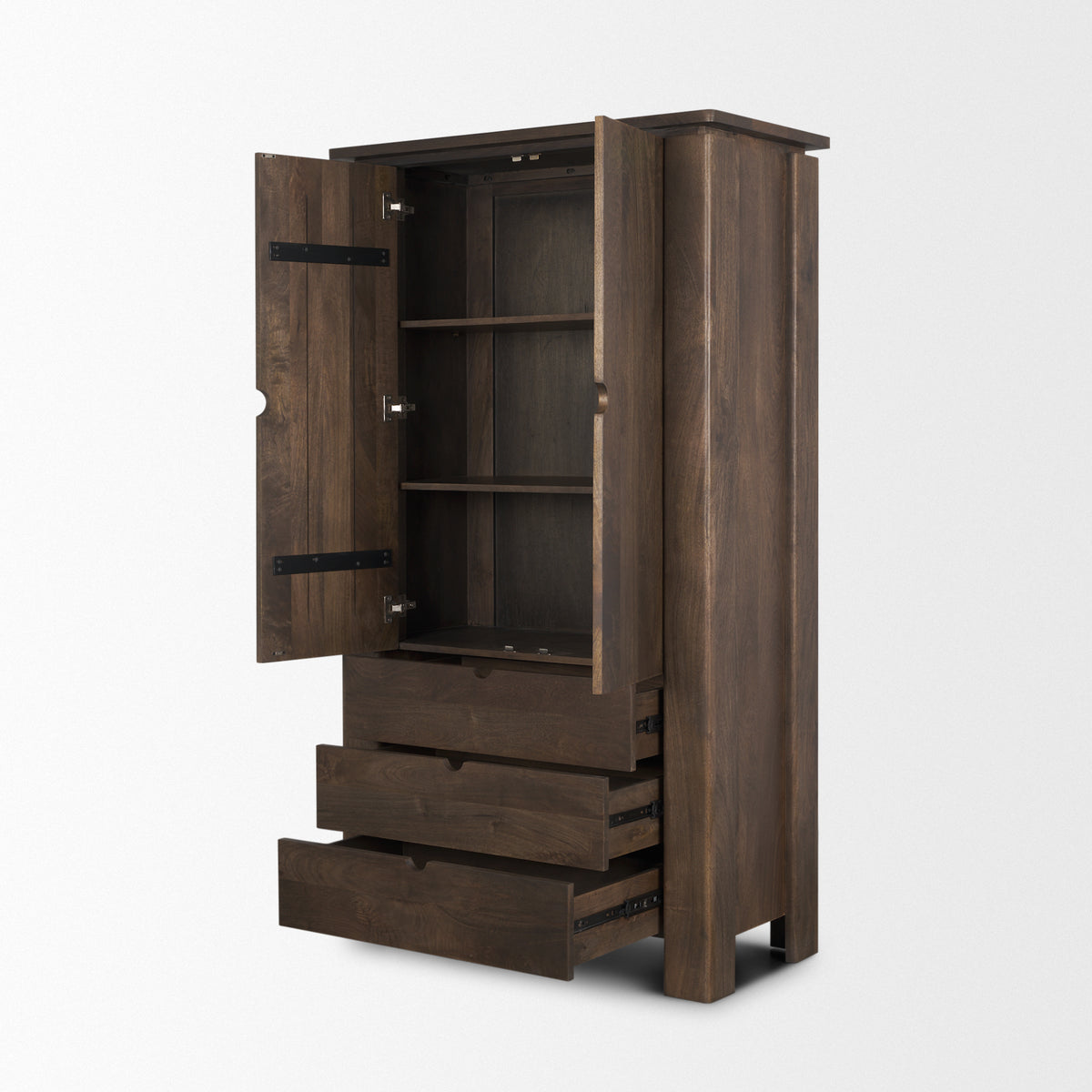 Wallen Dark Brown Solid Wood Curio Cabinet