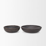 Wendell Dark Brown Wood with Wood Beads Round Bowls