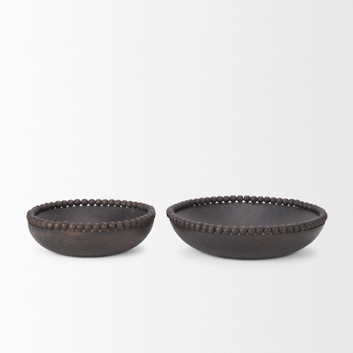 Wendell Dark Brown Wood with Wood Beads Round Bowls
