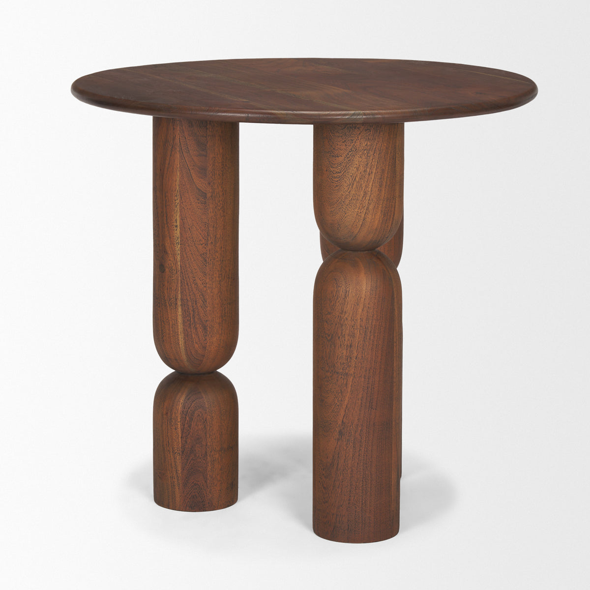 Sonel Medium Dark Brown Pedestal Acacia Wood Foyer Table