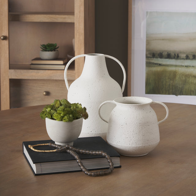 Treva White/Black Tall Metal Vase