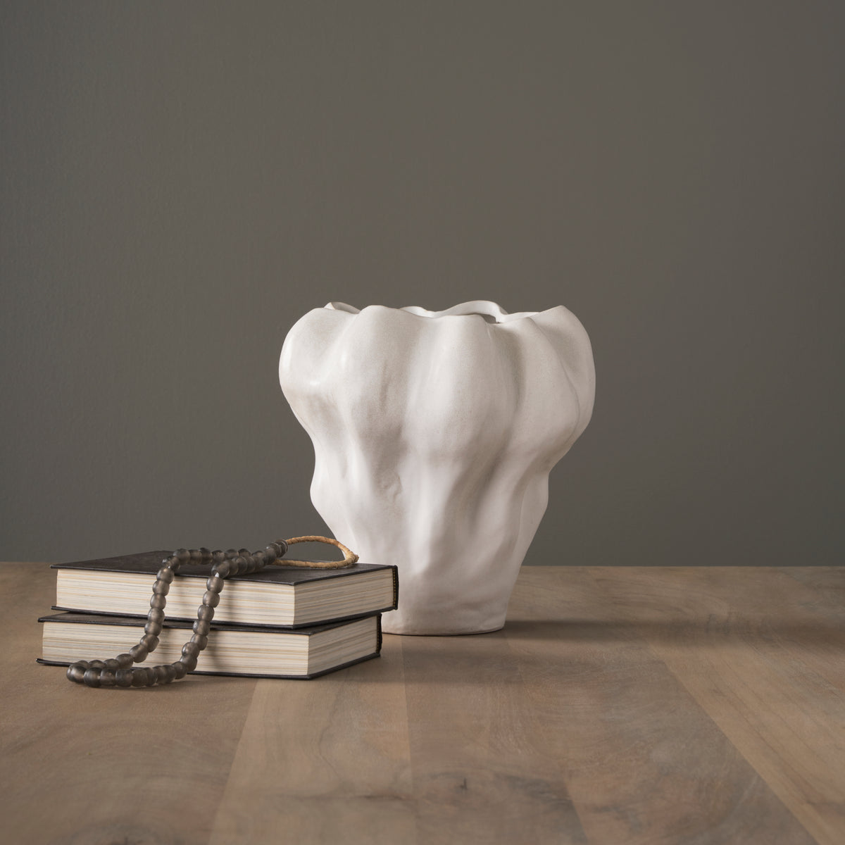 Vanna Cream Sculptural Glazed Ceramic Vase
