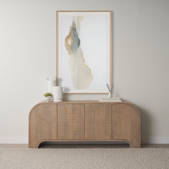 Sorina Light Brown Reverse Fluted Wood Sideboard