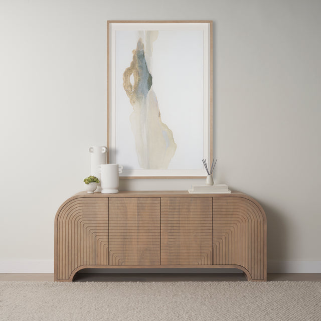Sorina Light Brown Reverse Fluted Wood Sideboard