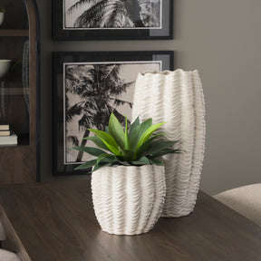 Velia Cream Short Seashell Sculptural Glazed Ceramic Vase