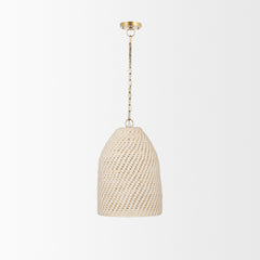 Tosha Taupe 1-Light Cotton Rope Bell Pendant