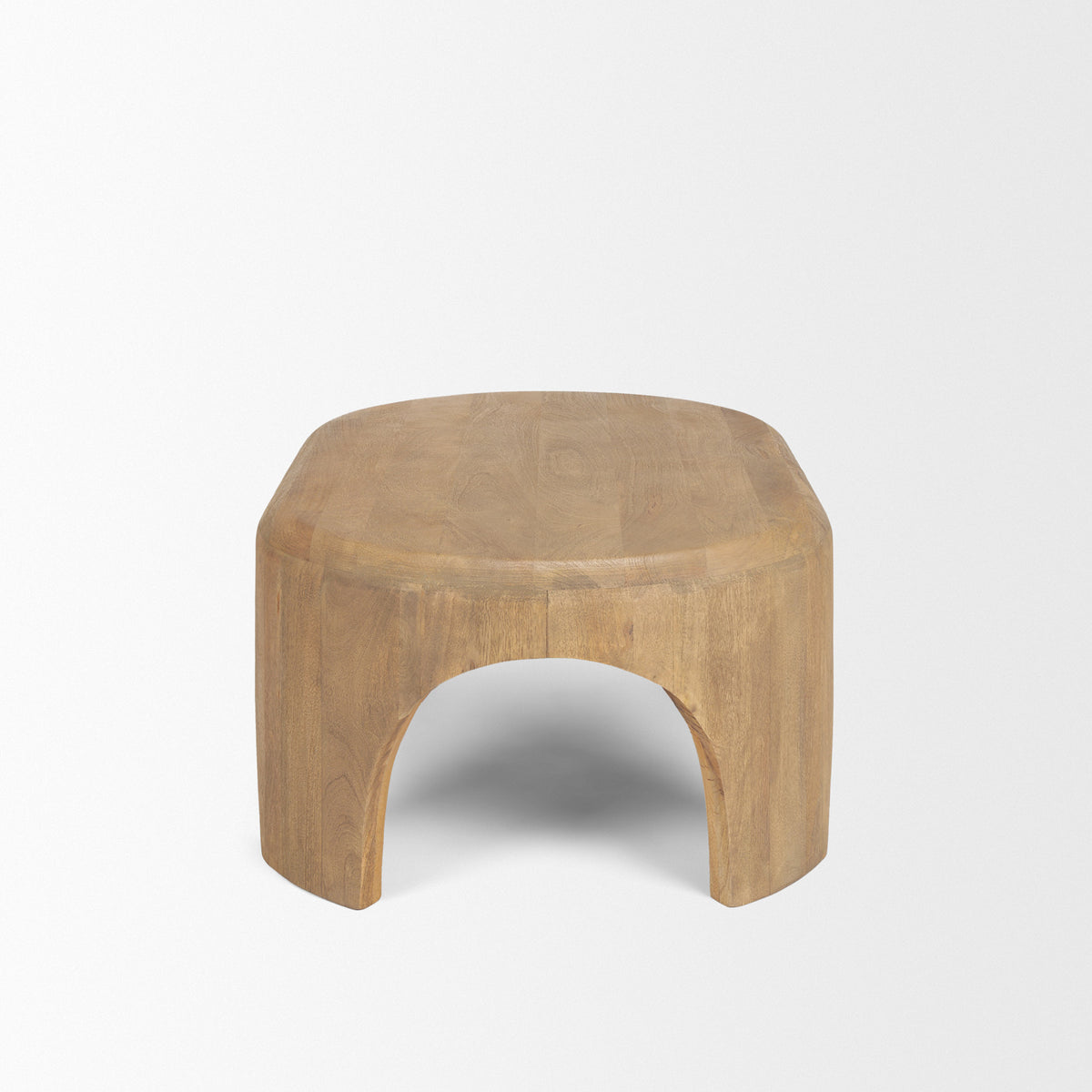 Shima Light Brown Oval Wood with Arched Legs Coffee Table