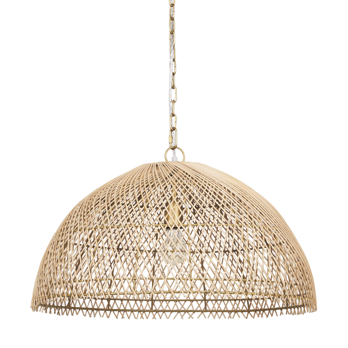 Thad Natural 1-Light Woven Rattan Dome Pendant