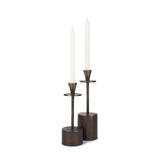 Petria Antiqued Gold Textured Metal Taper Candle Holders