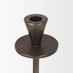 Petria Antiqued Gold Textured Metal Taper Candle Holders