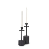 Petria Matte Black Textured Metal Taper Candle Holders
