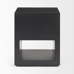 Vondra Matte Black Metal with Open Shelves Side Table
