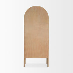 Callum Light Brown Elm Wood with Glass Doors Arched Curio Cabinet