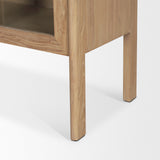 Callum Light Brown Elm Wood with Glass Doors Arched Curio Cabinet