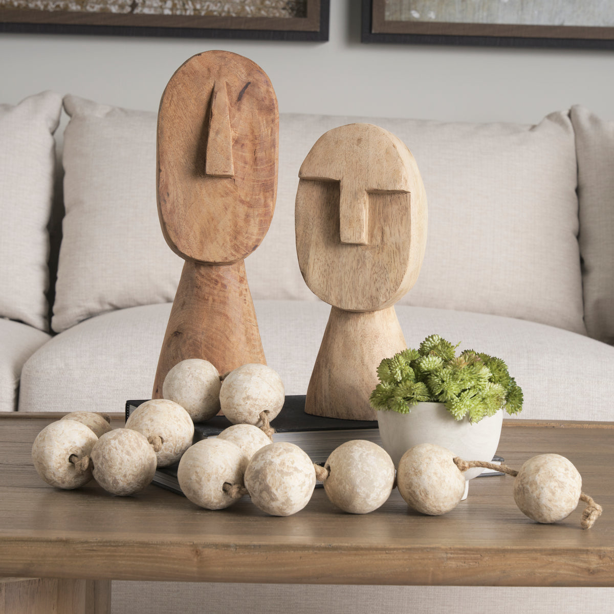 Ivan Brown Large Wooden Head Sculpture