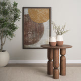 Sonel Medium Dark Brown Pedestal Acacia Wood Foyer Table