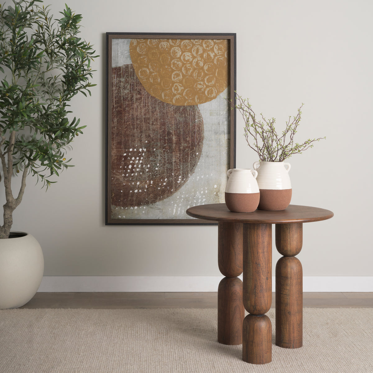 Tryna Beige/Matte Brown Small Ceramic Vase