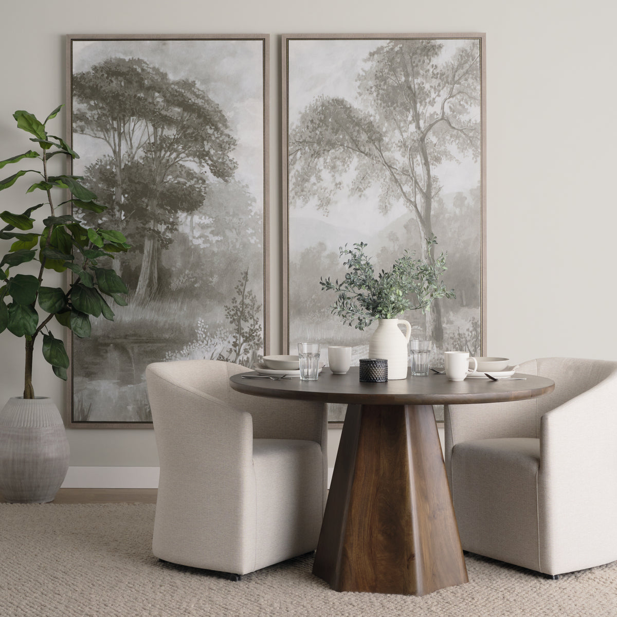 Jovani Dark Brown 48" Round Pedestal Dining Table