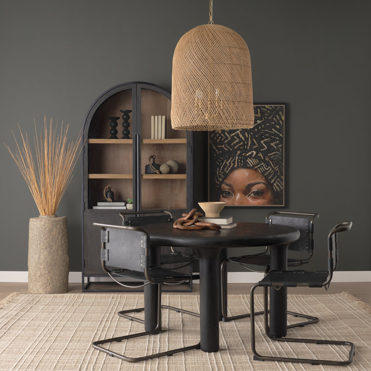 Thad Natural 4-Light Woven Rattan Foyer Chandelier