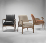 Westan Cognac/Medium Brown Faux Leather Wood Accent Chair