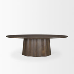 Jovani Dark Brown Oval Pedestal Dining Table