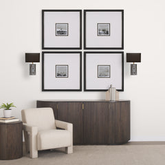 Maravilla Black/White Pattered Base Fabric Shade Wall Sconce