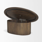 Terra Dark Brown Wood Oval Fluted Coffee Table - Ornate Home