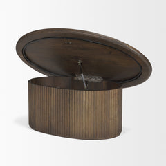 Terra Dark Brown Wood Oval Fluted Coffee Table - Ornate Home