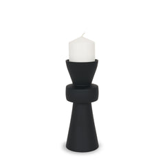 Odilia Matte Black Small Smooth Metal Geometric Pillar Candle Holder