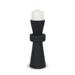 Odilia Matte Black Large Smooth Metal Geometric Pillar Candle Holder