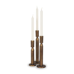 Declan Antiqued Brass Cast Metal Taper Candle Holder