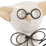 Montalvin Beige/White Small Ceramic Cat with Glasses