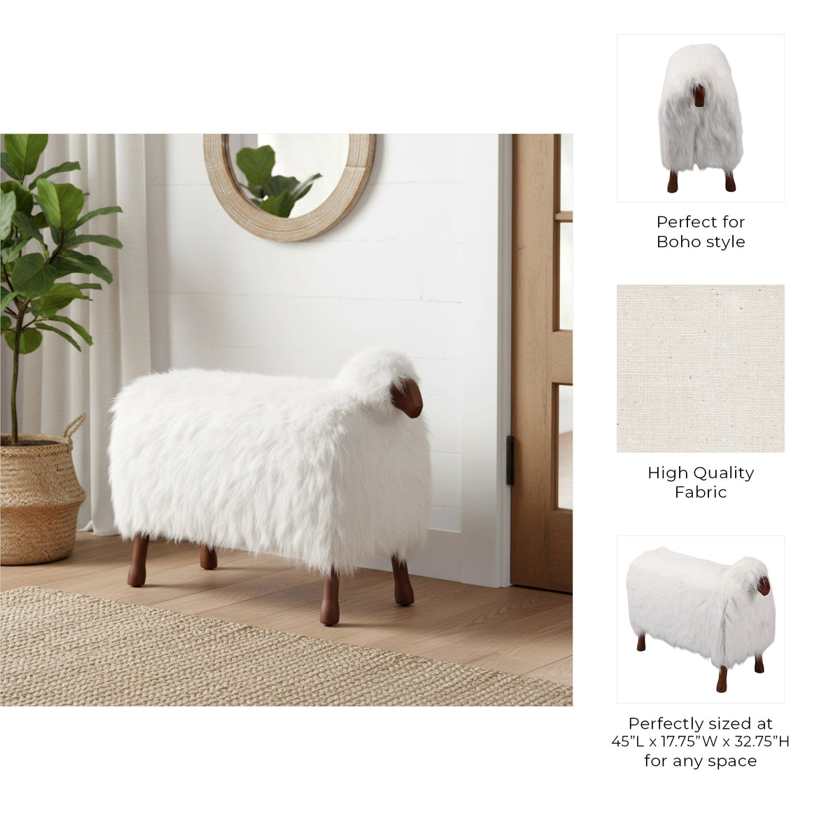Leoland White/Brown Faux Fur Sheep