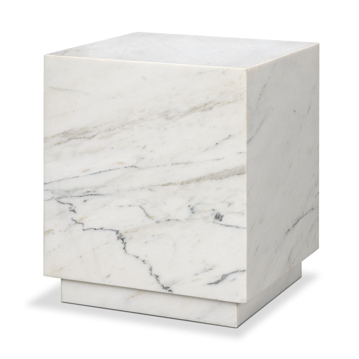Matteo White Solid Marble Square Side Table