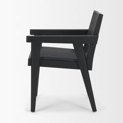 Reid Black Cane Back Dining Arm Chair