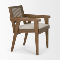 Reid Cream/Brown Cane Back Dining Arm Chair