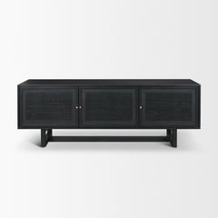 Grier Black 65" Solid Wood Cane Media Console