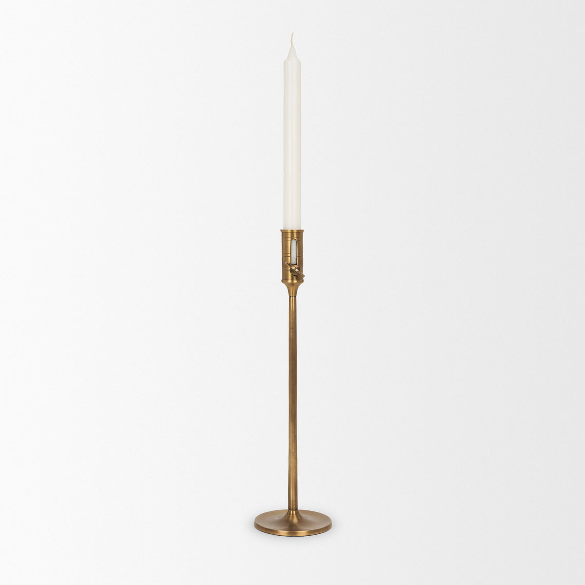 Chantria Natural Brass Large Solid Adjustable Taper Candle Holder