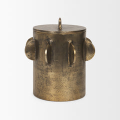 Deacon Antiqued Gold Large Metal Canister with Sculptural Handles