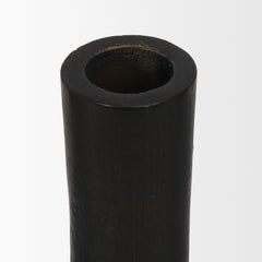Declan Matte Black Textured Cast Metal Taper Candle Holder