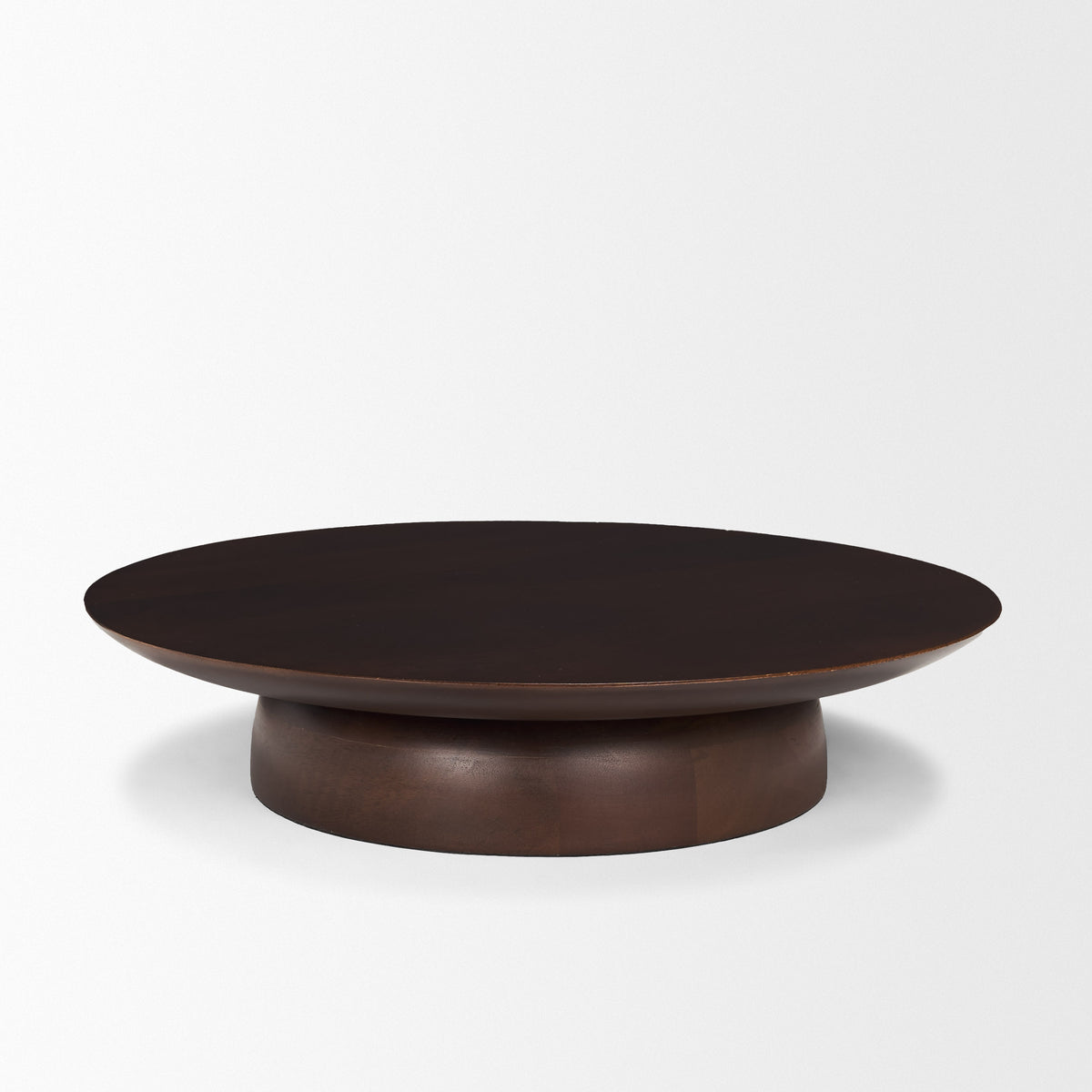 Sadira Mid-Dark Brown Large Solid Wood Round Riser