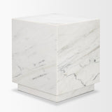 Matteo White Solid Marble Square Side Table