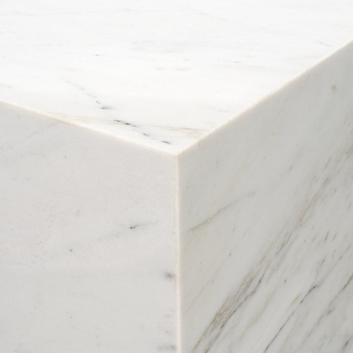 Matteo White Solid Marble Square Side Table
