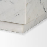 Matteo White Solid Marble Square Side Table
