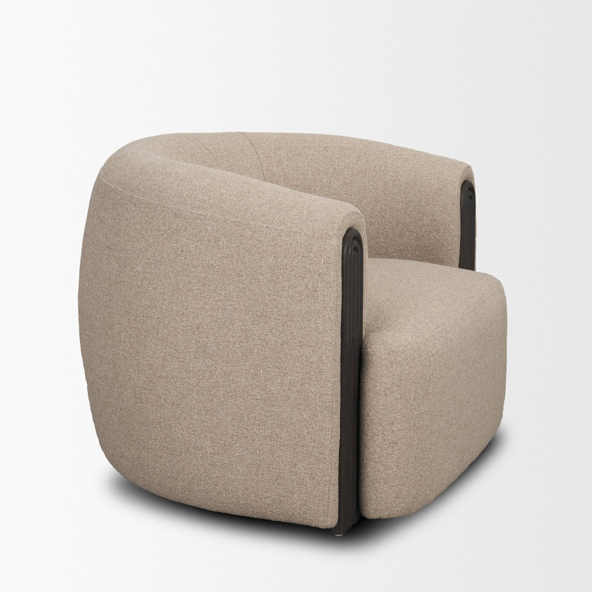 Kornelia Mushroom Textured Fabric Barrel Accent Chair