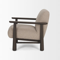 Willmar Mushroom/Gray/Brown Textured Fabric Espresso Wood Accent Lounge Chair