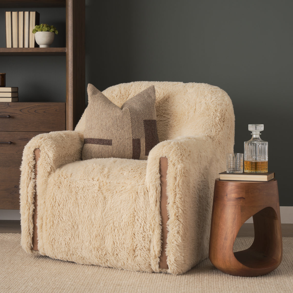 Cove Medium Brown Sculptural Open Side Table
