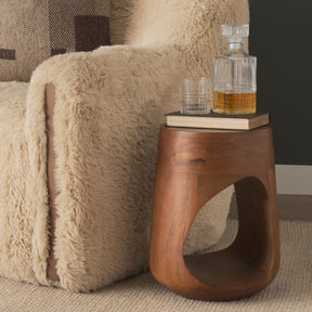 Cove Medium Brown Sculptural Open Side Table