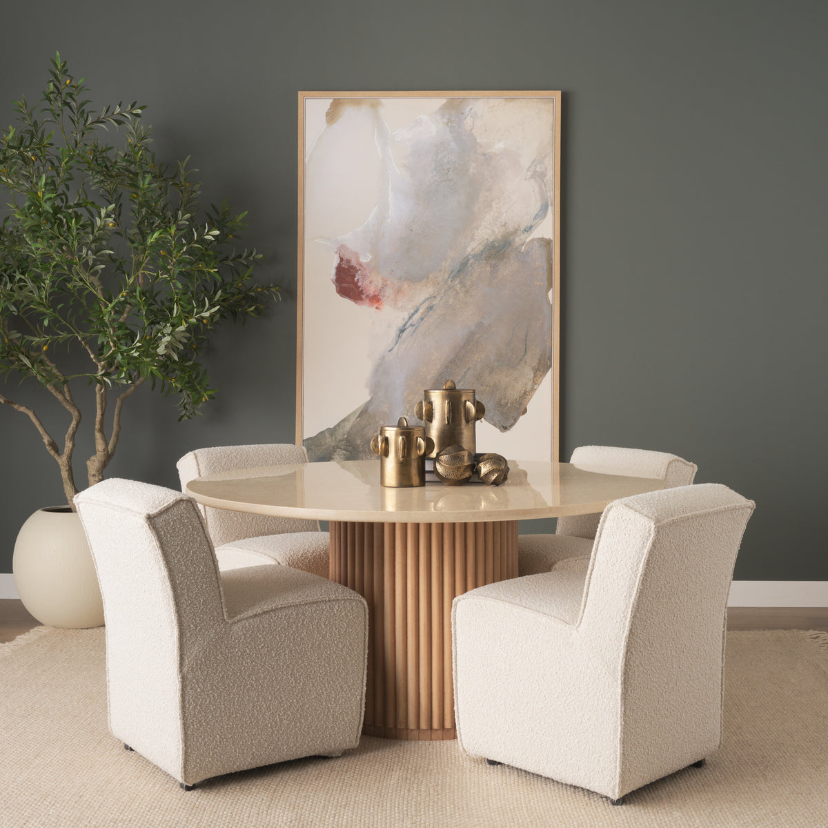 Marbrello Light Brown 60" Round Dining Table