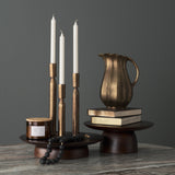Sadira Mid-Dark Brown Large Solid Wood Round Riser